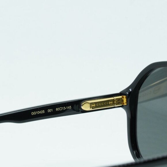 Gucci GG1042S 001 Sunglasses Black Aviator Frame, Grey Lenses main image 5